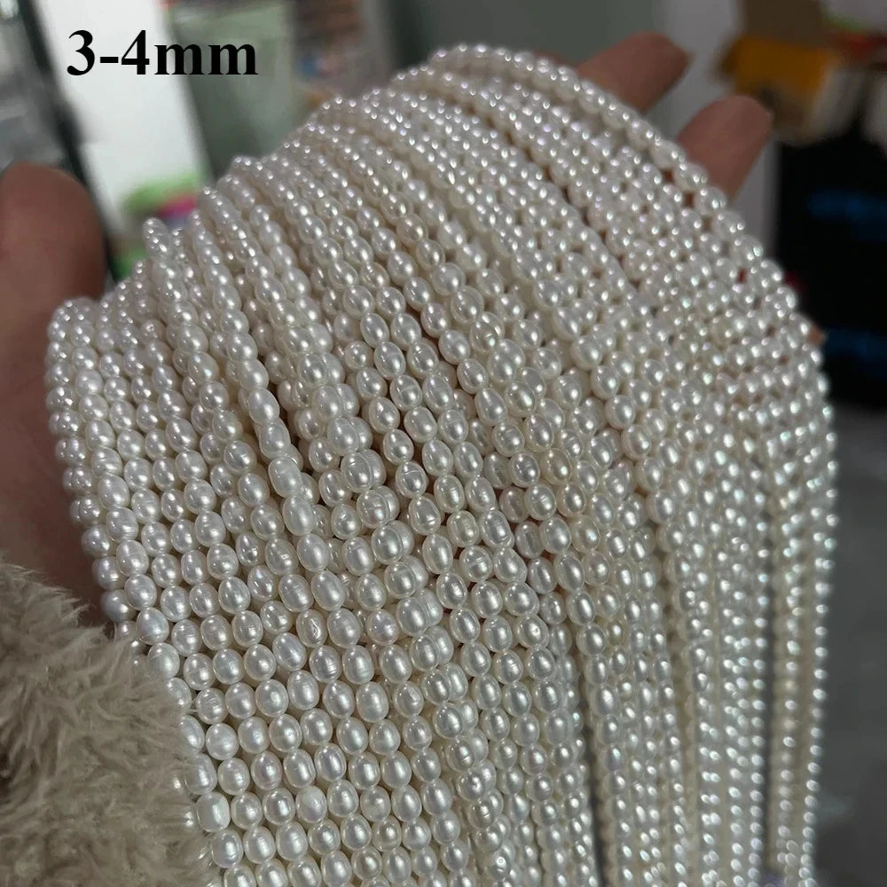 Perles Nacrées Naturelles d'Eau Douce Forme Riz Percées – Perles Vrac DIY | Collier, Bracelet & Bijoux Fait Main | Qualité Premium
