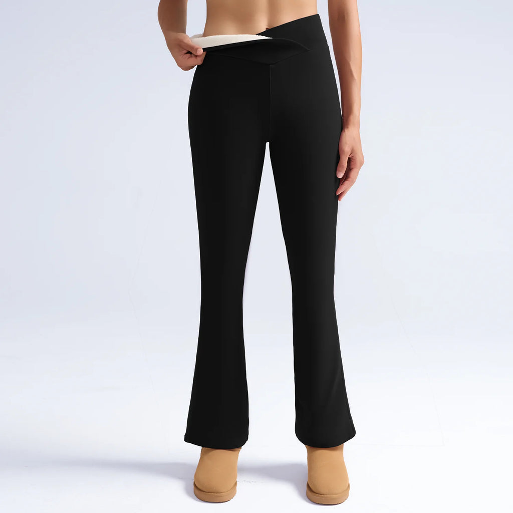 Damen High Waist Flare Leggings mit Fleecefutter – Warme, figurformende Thermostrumpfhose | Winter Komfort