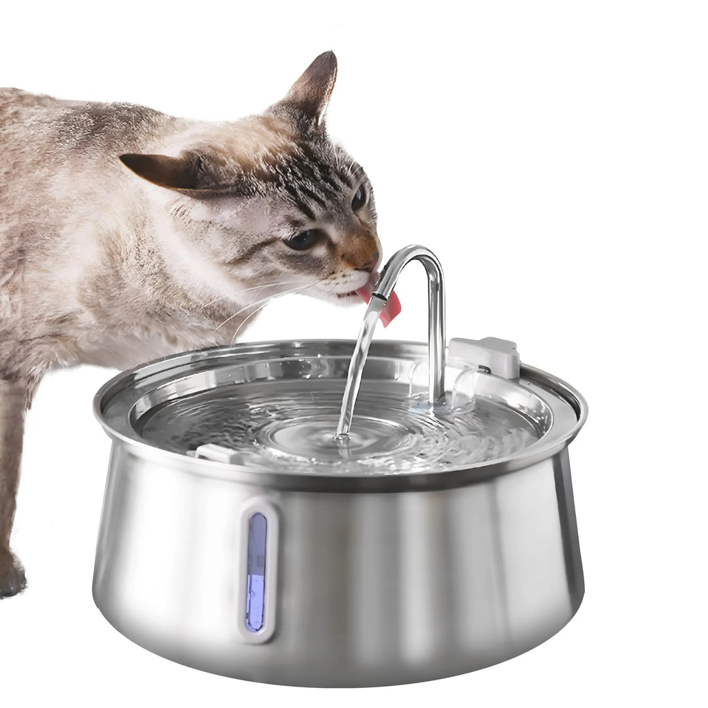 Fontaine à Eau Chat & Chien Inox 4L Automatique – Distributeur Eau Grande Capacité Filtration Multi-Couches | Bol Eau Animaux