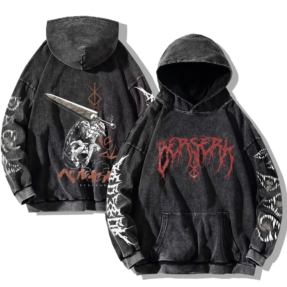 Sweat à Capuche Unisexe Gothic Vintage Washed Dents Imprimé Harajuku Rétro Manches Longues Pullover Y2K Oversized – Hoodie Dark Goth Tendance | Mode Unisexe