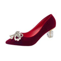 Chaussures Mariée Perle Talon Épais Bout Pointu – Xiuhe Robe Mariage Confortables