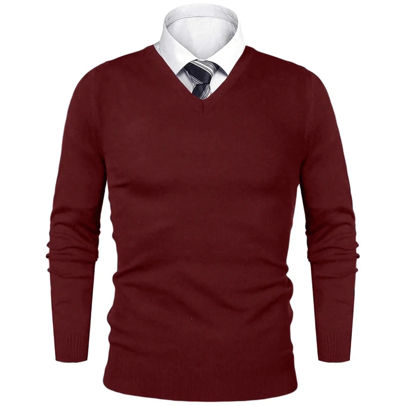 Pull Homme Business Casual Col V Motif Animal Tricot Léger Laine Luxe Outdoor Saison Froide – Sweater Élégant Tendance | Mode Homme Premium