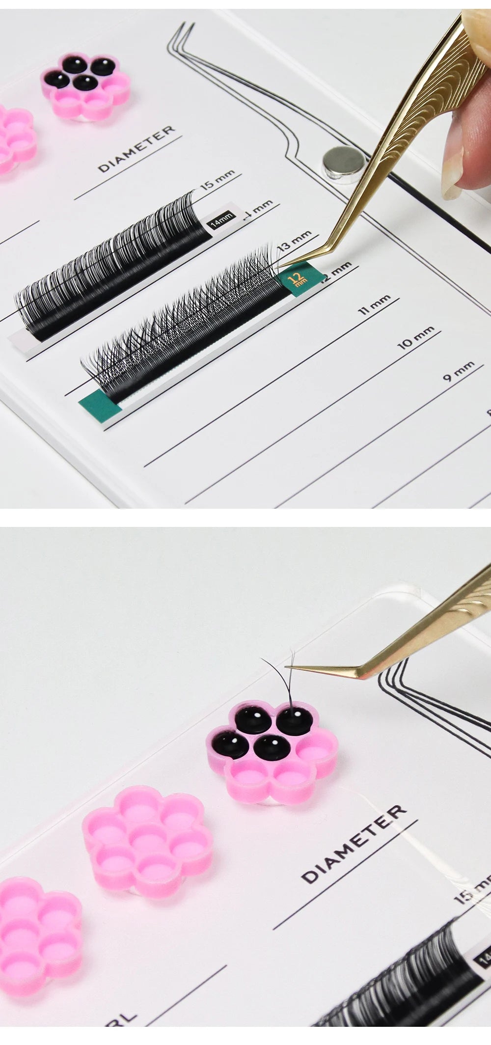 Palette Porte-Cils GLAMLASH – Support Colle Extension Cils Acrylique | Plateau Faux Cils Professionnel