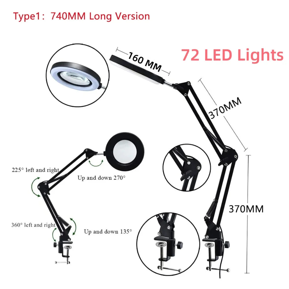 Loupe Lumineuse 72 LED USB 8X/10X – 3 Couleurs LED | Soin Beauté, Esthétique & Atelier | Lampe Loupe Professionnelle