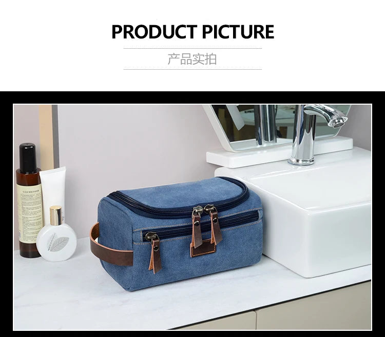 Dopp Kit Homme Voyage Canvas avec Crochet – Trousse Toilette Personnalisable | Salle de Bain