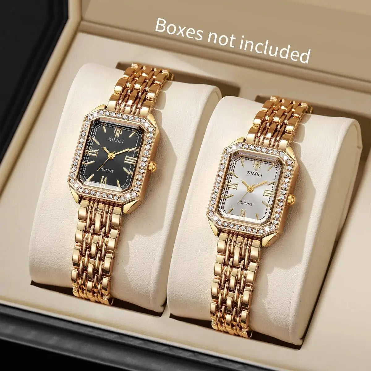 Coffret Montres Femme Rectangle Strass Quartz Bracelet – Set 2/3/5 Pièces Fashion Élégant