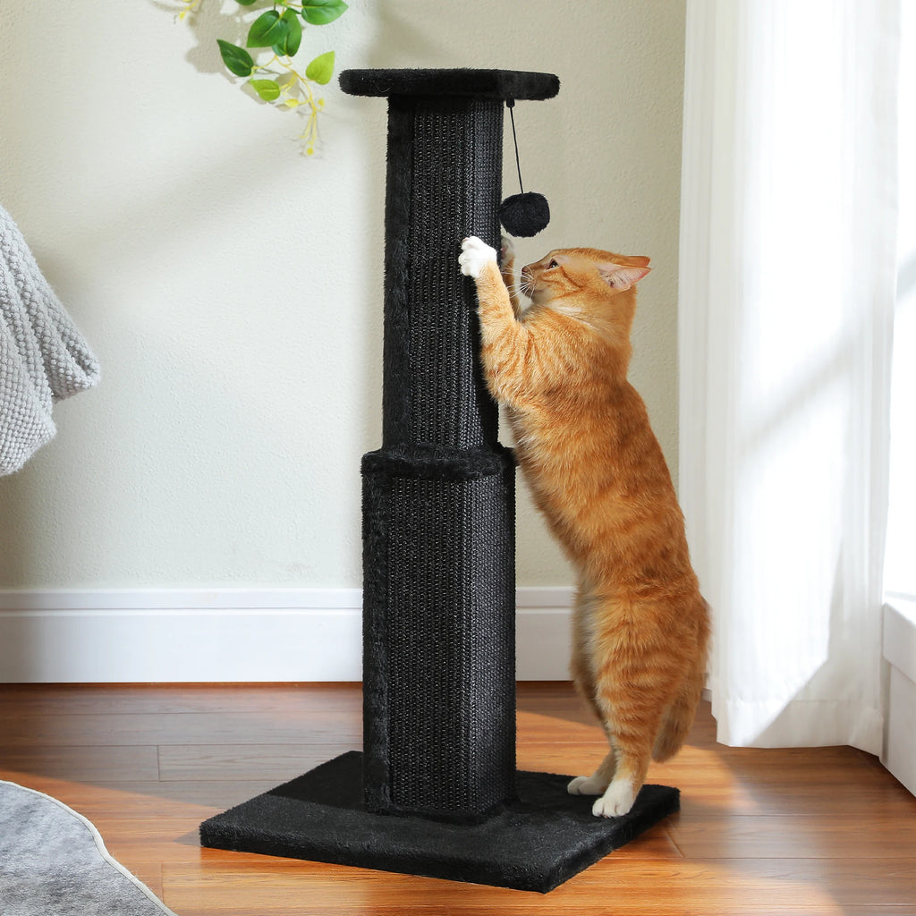 Grand Griffoir Chat Sisal Tressé – Balle Suspendue, Haute Colonne, Jouet & Grattoir pour Chats d'Intérieur Adultes