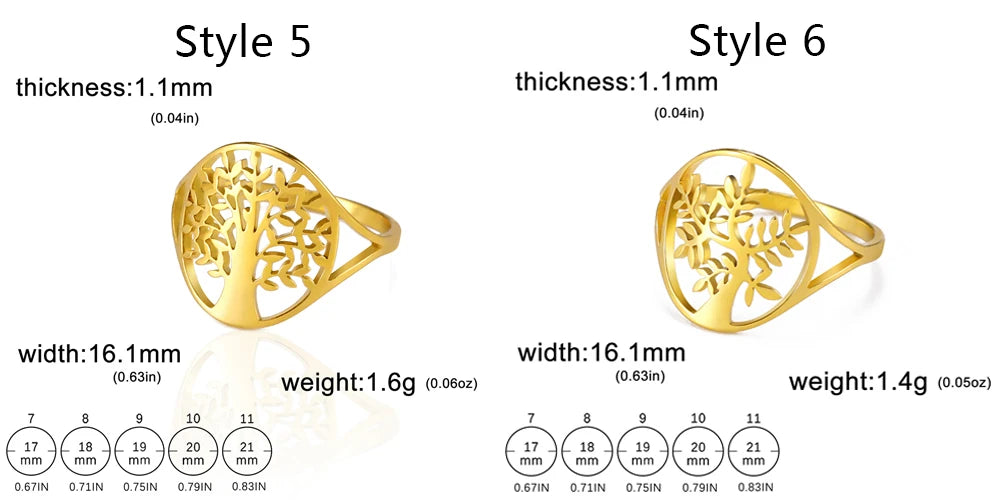 Bague Arbre de Vie Acier Inoxydable Argenté – Symbole Nature & Spiritualité | Bijou Unisexe Couple & Mariage | Cadeau Intemporel