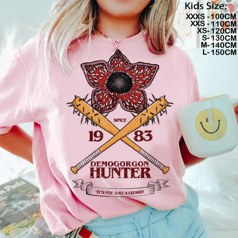 T-Shirt Enfant Imprimé Stranger Things Demogorgon – Manches Courtes Ample Casual | Fille & Garçon