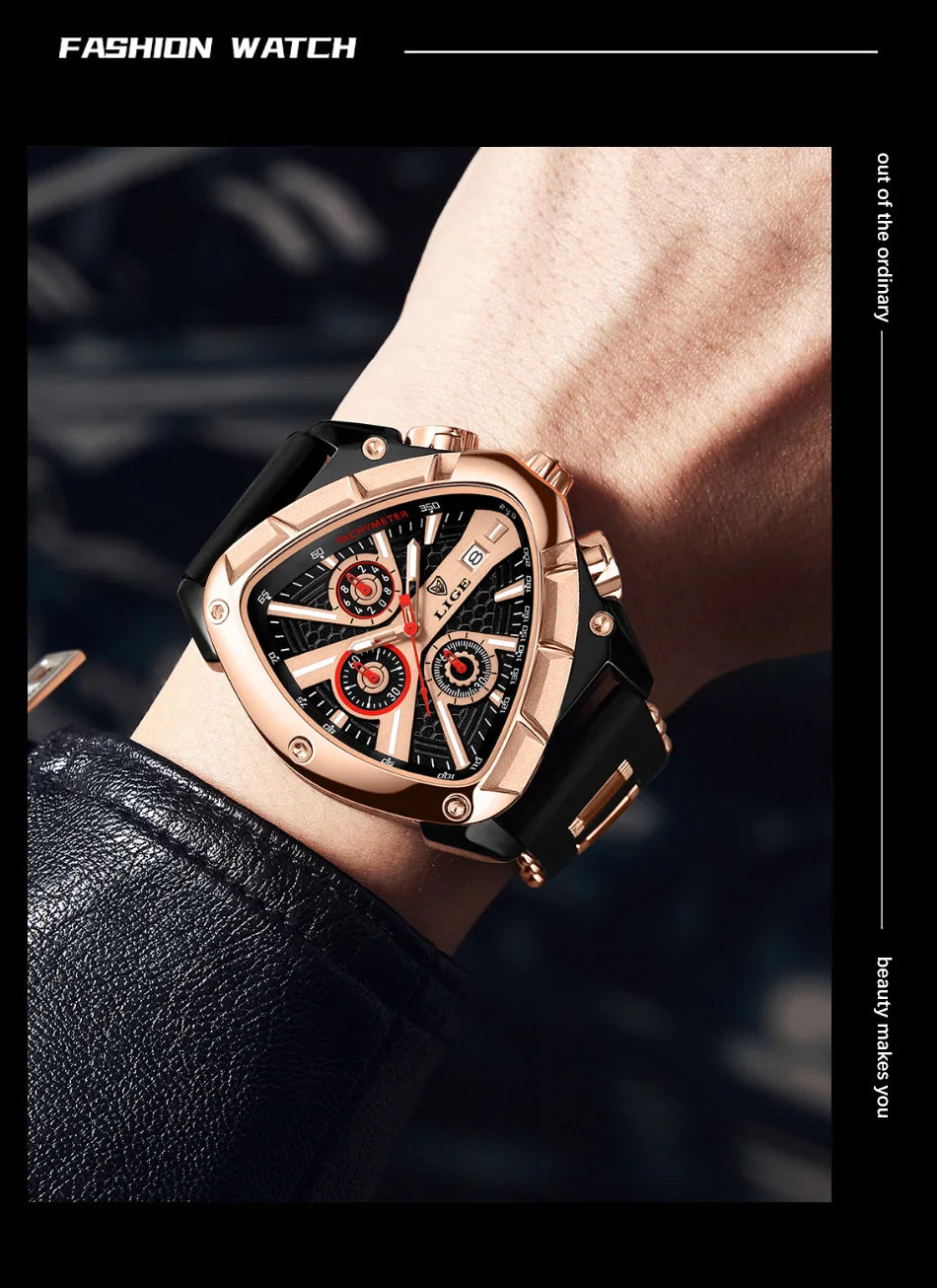 Herrenuhr LIGE Chronograph Militär Sport Armbanduhr Quarz Wasserdicht Luxus Trendig | LIGE Chronograph Militär Premium-Uhr