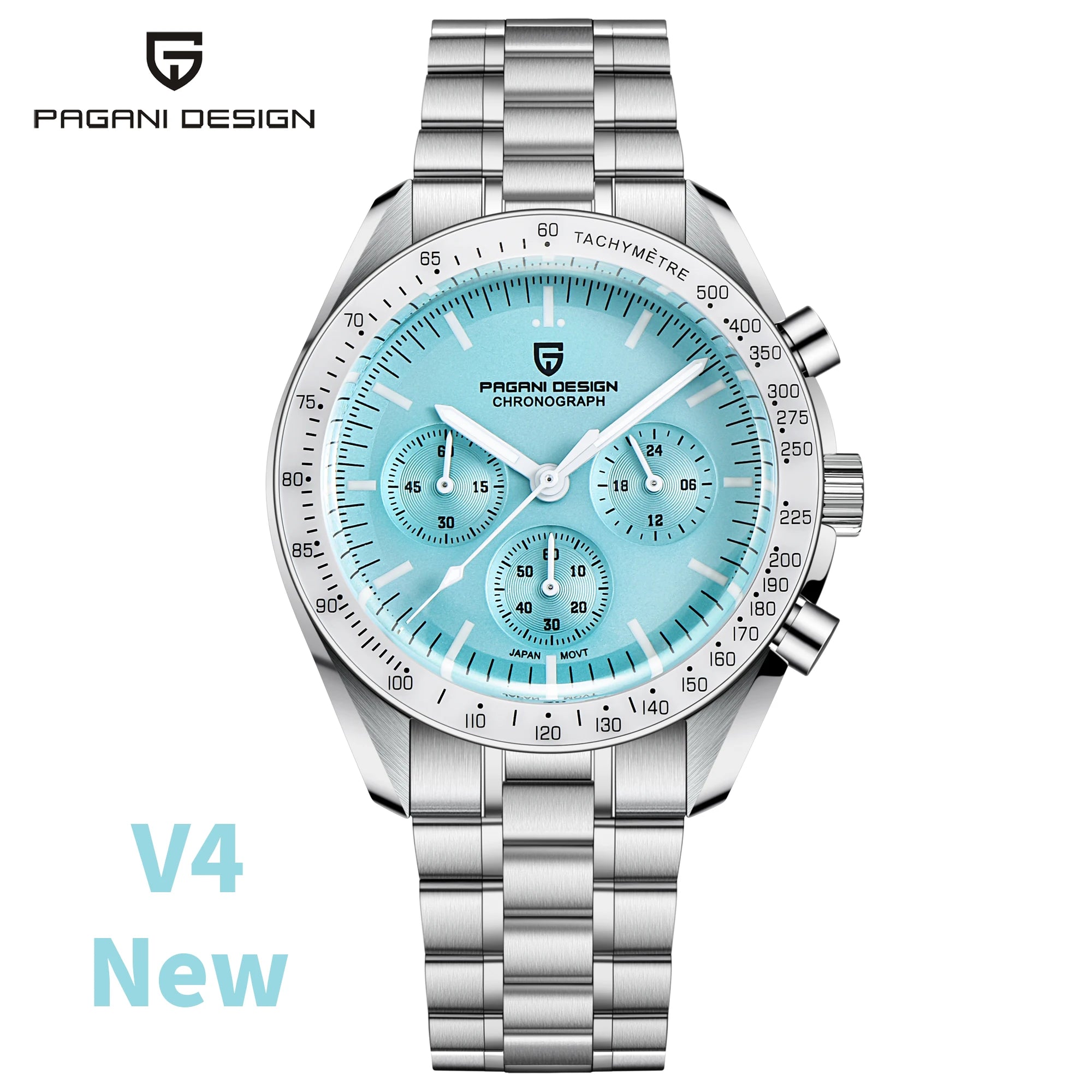 Montre Homme PAGANI DESIGN 2025 Lune Or Argent Quartz – Chronographe Saphir AR Date Auto