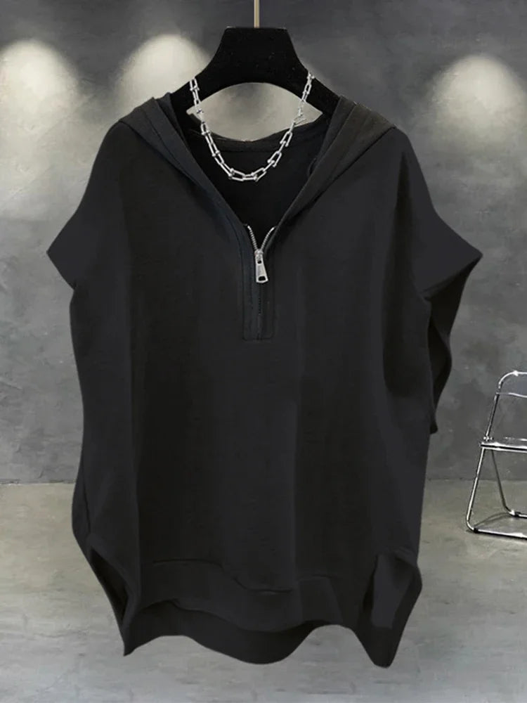 Débardeur Homme Zippé À Capuche Sans Manches Korean Fashion Y2K Streetwear Casual Hip Hop Été Tendance Confortable – Vest Zippé Premium Urban | Mode Homme Streetwear Premium