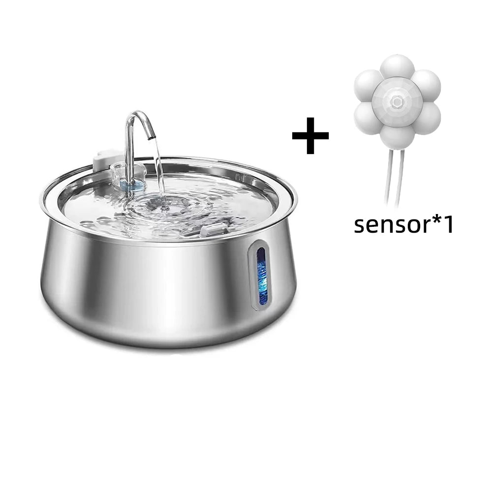 Edelstahl-Trinkbrunnen für Katzen und Hunde, 4 l, automatisch – großer Wasserspender mit mehrschichtiger Filterung | Wassernapf für Haustiere