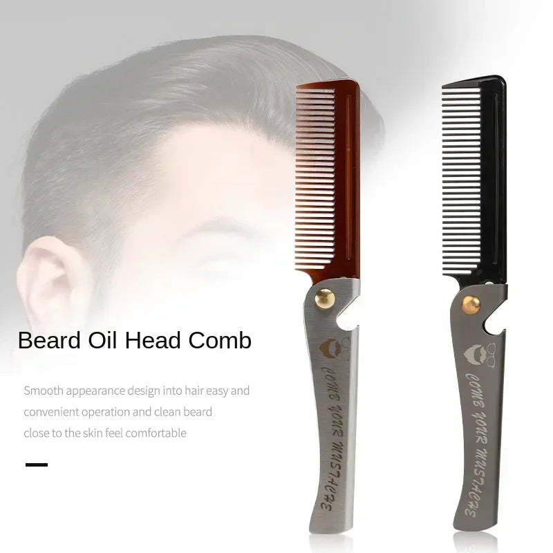 Peigne Pliable Barbe Moustache Massage – Brosse Cheveux Pocket Clip Fait Main Unisexe