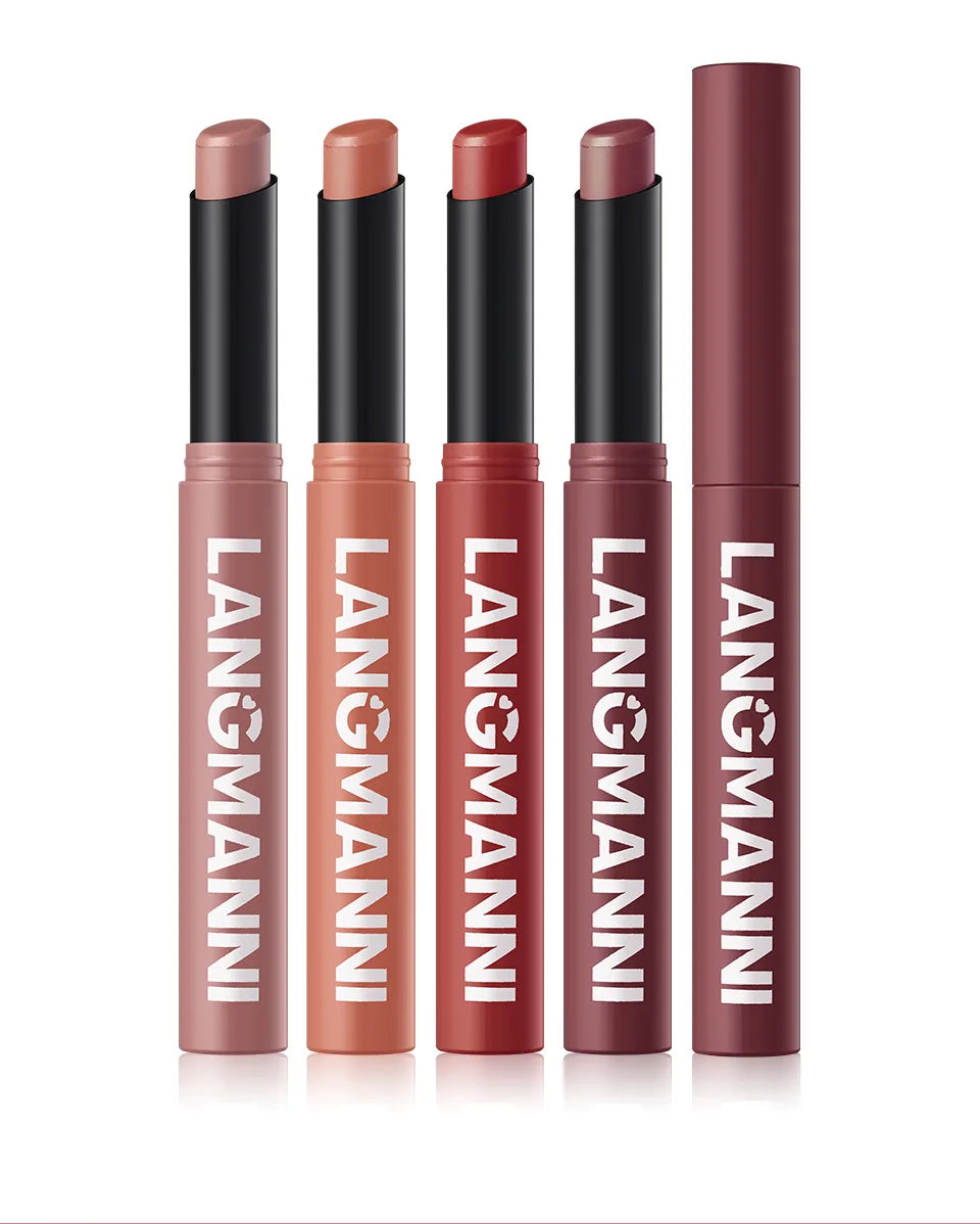 Crayon Lèvres Mat Waterproof 12 Couleurs – Longue Tenue Sans Transfert | Teinture Nude & Lip Stain