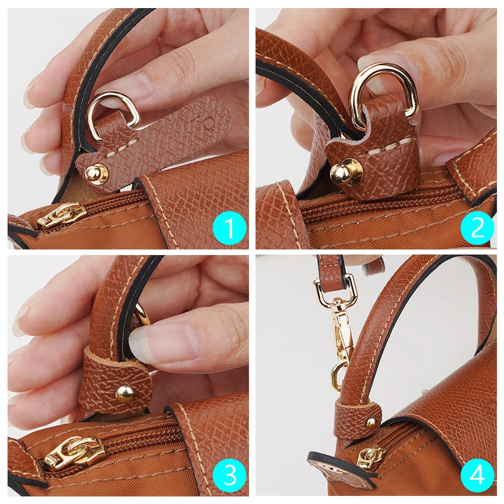 Bandoulière Remplacement Cuir Véritable – Sangle Sac Crossbody Compatible Longchamp Sans Perforation