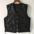 Gilet Moto Homme Cuir Agneau Noir Laçages Latéraux Ajustables Biker Vest Souple Premium Style Motard Authentique – Veste Sans Manches Cuir Véritable | Mode Homme Moto Premium