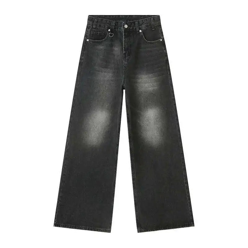Jean für Herren, Camouflage, Vintage, Washed, weites Bein, Denim, Loose Fit, Casual, Herbst Winter, Hellblau, Streetwear, Trend, Komfortabel – Premium Camo Wide Leg Jeans | Herrenmode Denim Premium Streetwear