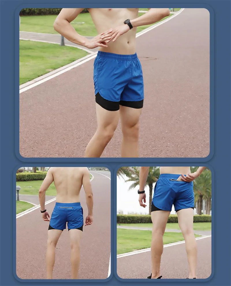 Short Sport Homme 2-en-1 Double Couche Sportswear Entraînement Plage Jogging Gym Running Été Respirant Séchage Rapide Confortable – Short Performance Premium | Mode Homme Sport Premium