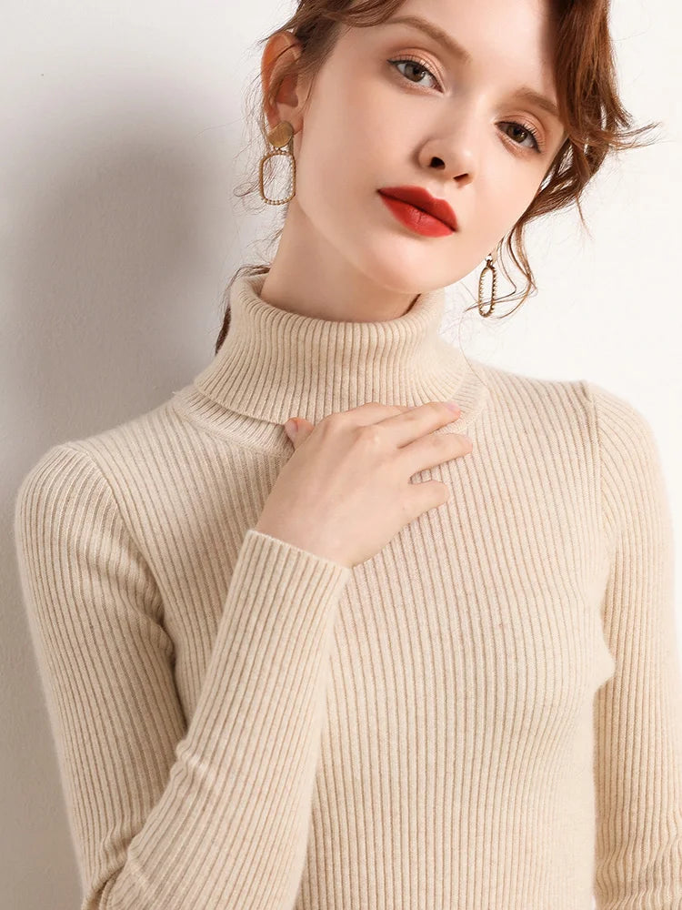 Pull Col Roulé Cachemire Ultra-Doux Femme - Tricot Basique Chic Automne Hiver | Heliar