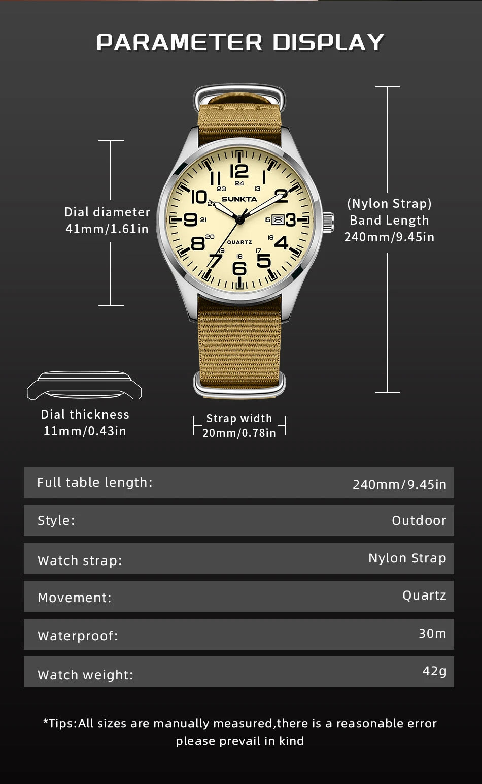 Montre Homme SUNKTA Militaire Sport Luxe Quartz Date Nylon Cuir Lumineux Étanche – Fashion Tendance