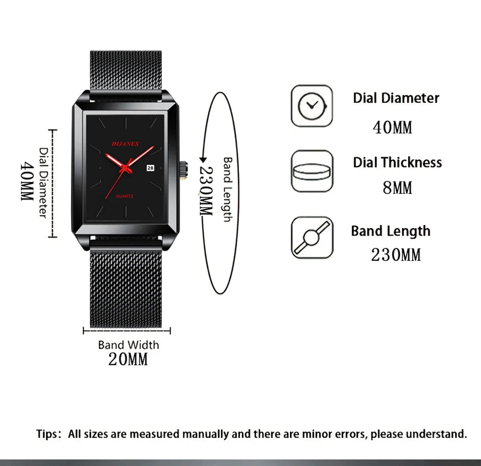 Herrenuhr Minimalistisch Ultra-Slim Quarz – Milanaise-Armband Business Casual Leicht