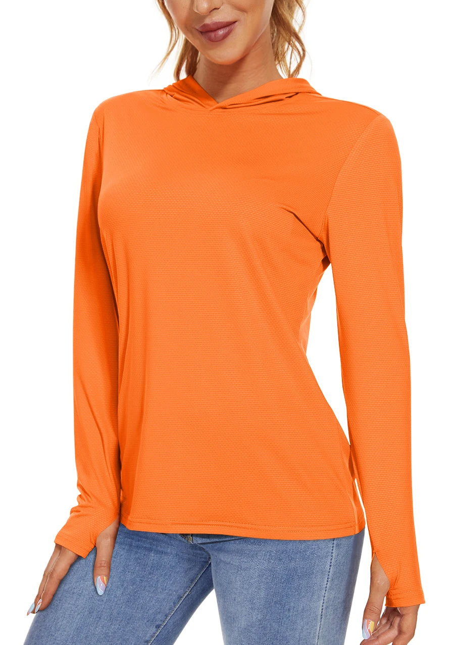 T-Shirt Anti-UV UPF 50+ À Capuche Manches Longues Femme - Pêche, Randonnée & Sport Outdoor | TACVASEN