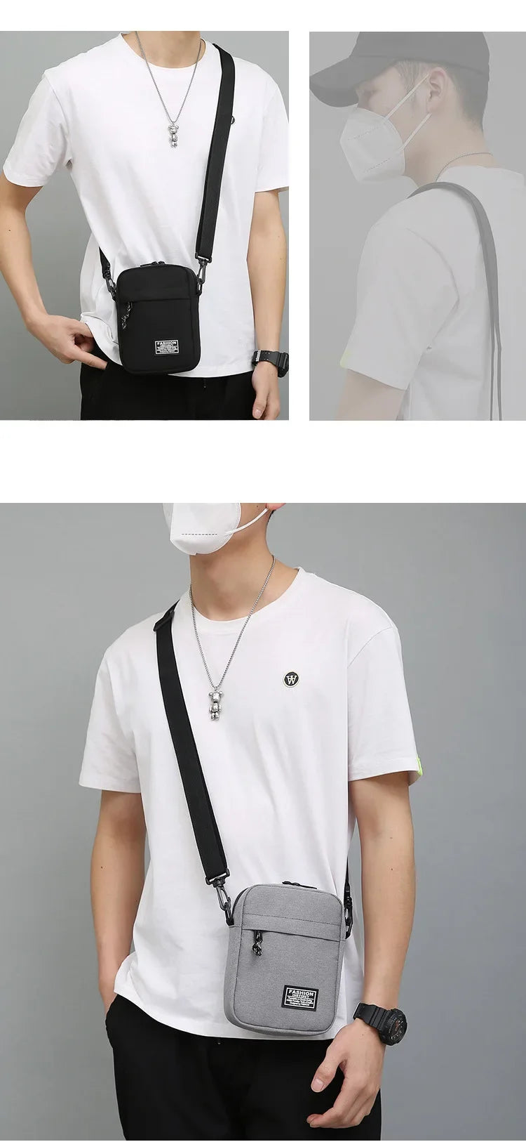 Petit Sac Carré Oxford Unisexe – Sacoche Bandoulière Crossbody Casual Homme Femme