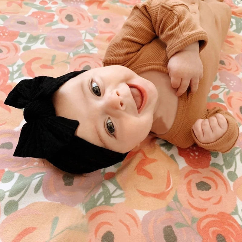 Bandeau Nœud Bébé Fille Élastique Large – Turban Headband Accessoire Cheveux 48 Couleurs