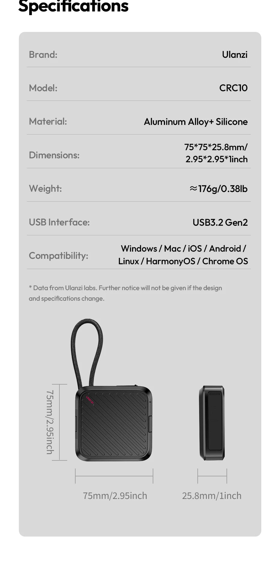 Ulanzi CRC10 Lecteur de Cartes 3 en 1 – CFast/SD/TF 13 Emplacements | USB3.2 Gen2 Transfert Ultra-Rapide
