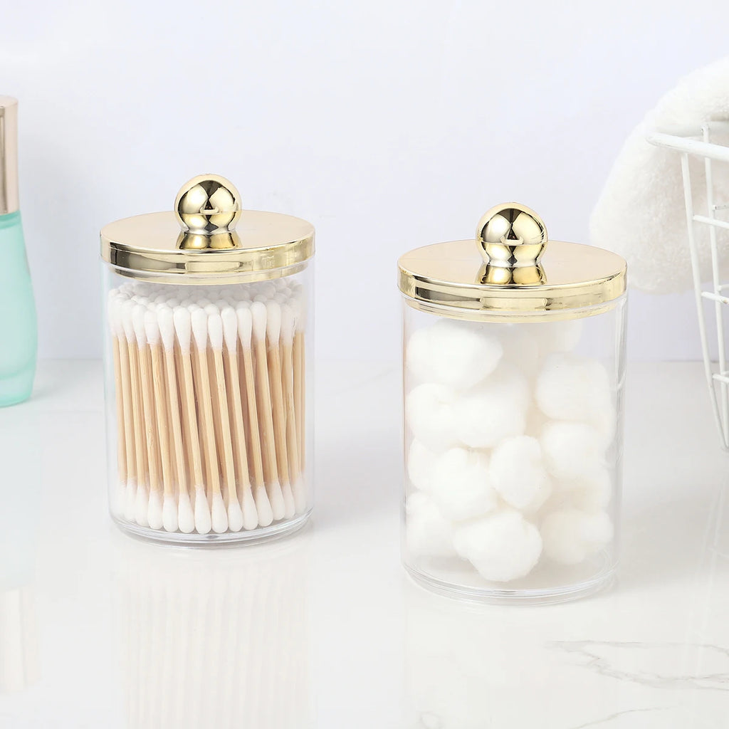 Pot Rangement Cotons-Tiges Apothecary – Lot 1/2/3 Pcs | Distributeur Transparent Salle de Bain