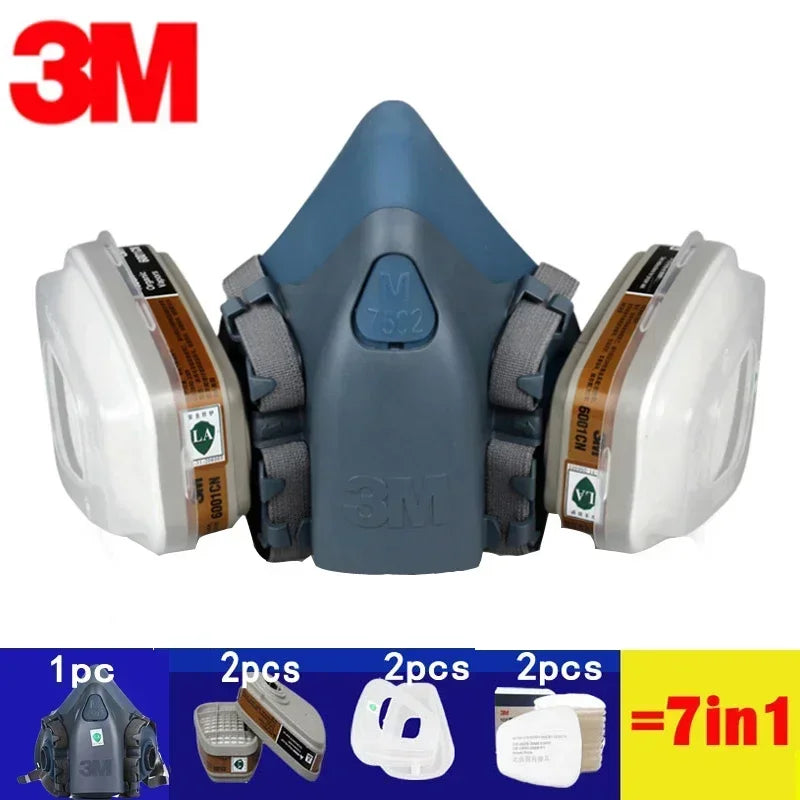 Demi-Masque Respiratoire 3M 7502 – Anti-Gaz, Poussières & Vapeurs Chimiques | Peinture, Industrie & Bricolage | Filtres 501/5N11/6001CN