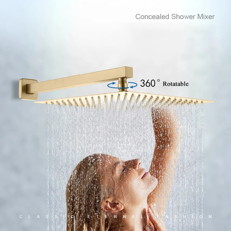 Système Douche LED Encastré – Pluie & Cascade, Bec Baignoire Pivotant, Mitigeur Eau Chaude & Froide | Salle de Bain Design