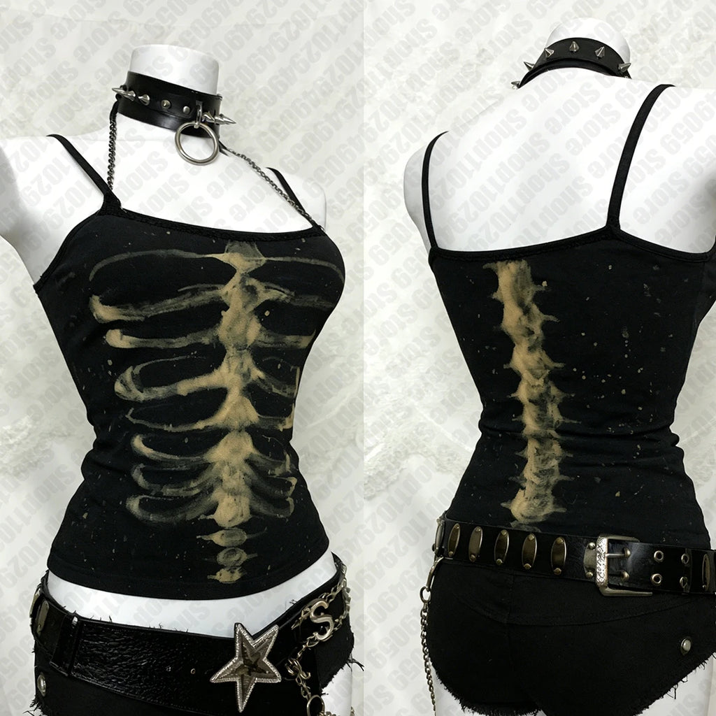 Top Femme Gothic Y2K Vintage Bretelles Kawaii Harajuku Cami Emo 2000s – Débardeur Tendance Streetwear Grunge | Mode Alt