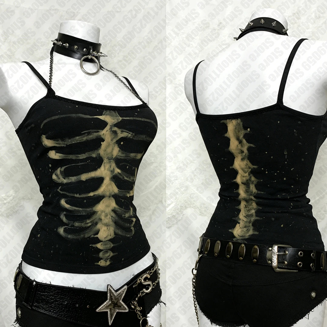Top Femme Gothic Y2K Vintage Bretelles Kawaii Harajuku Cami Emo 2000s – Débardeur Tendance Streetwear Grunge | Mode Alt