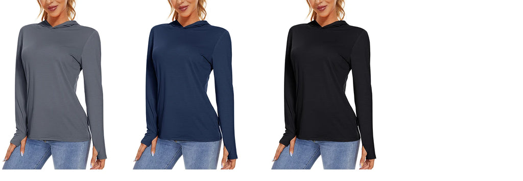 T-Shirt Anti-UV UPF 50+ À Capuche Manches Longues Femme - Pêche, Randonnée & Sport Outdoor | TACVASEN