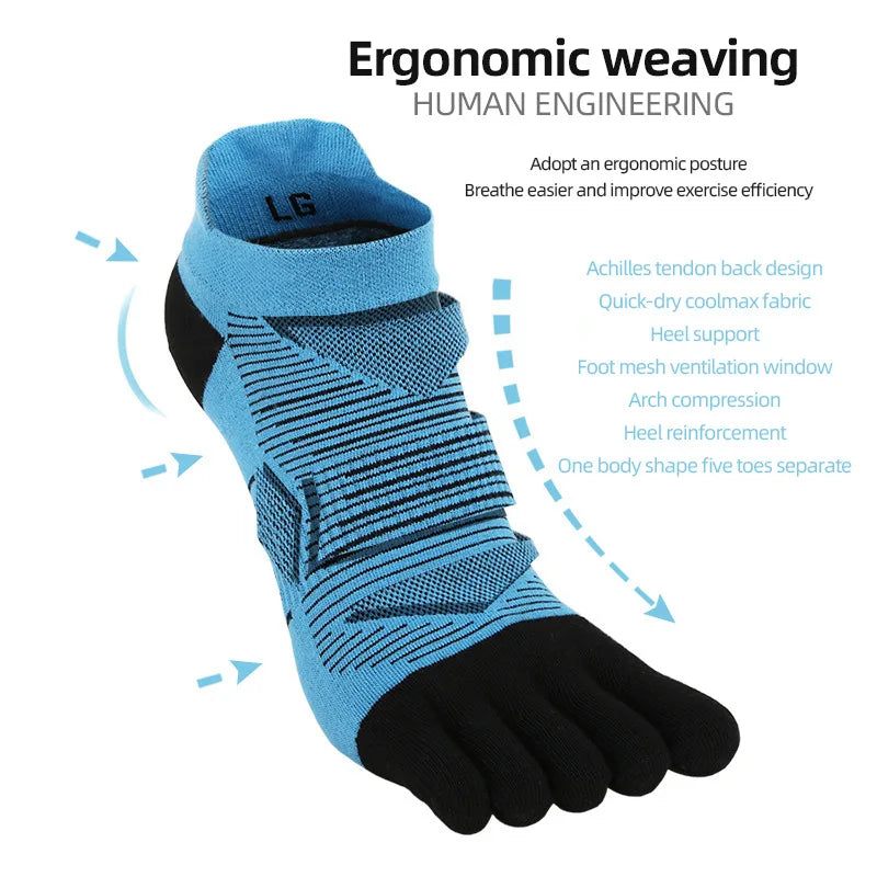 Coolmax Sport Zehensocken Herren – Atmungsaktives, feuchtigkeitsableitendes Mesh | Laufen, Wandern & Radfahren | Paar
