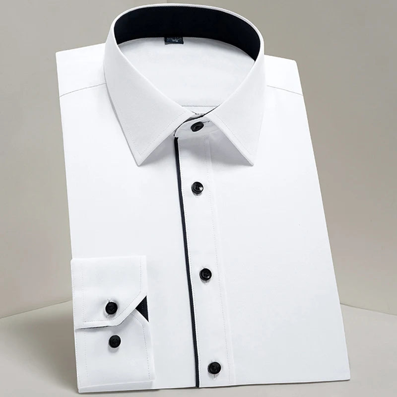 Chemise Homme Classique Manches Longues Coupe Standard Formelle Business Bureau Blanche Simple Élégante Casual – Chemise Dress Shirt Tendance | Mode Homme Premium