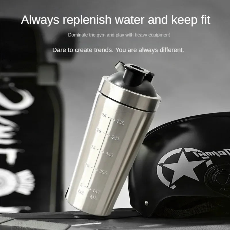 Shaker Protéiné Inox Sport Portable – Bouteille Nutrition Fitness & Musculation | Étanche & Sans BPA | Gym & Workout