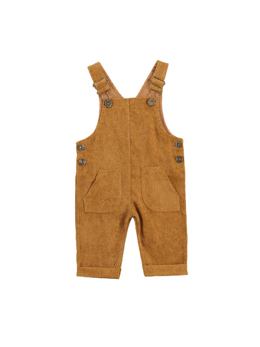 Salopette Bébé Unisexe Bretelles Boutons Couleur Unie – Combinaison Toddler Garçon Fille 0-24 Mois