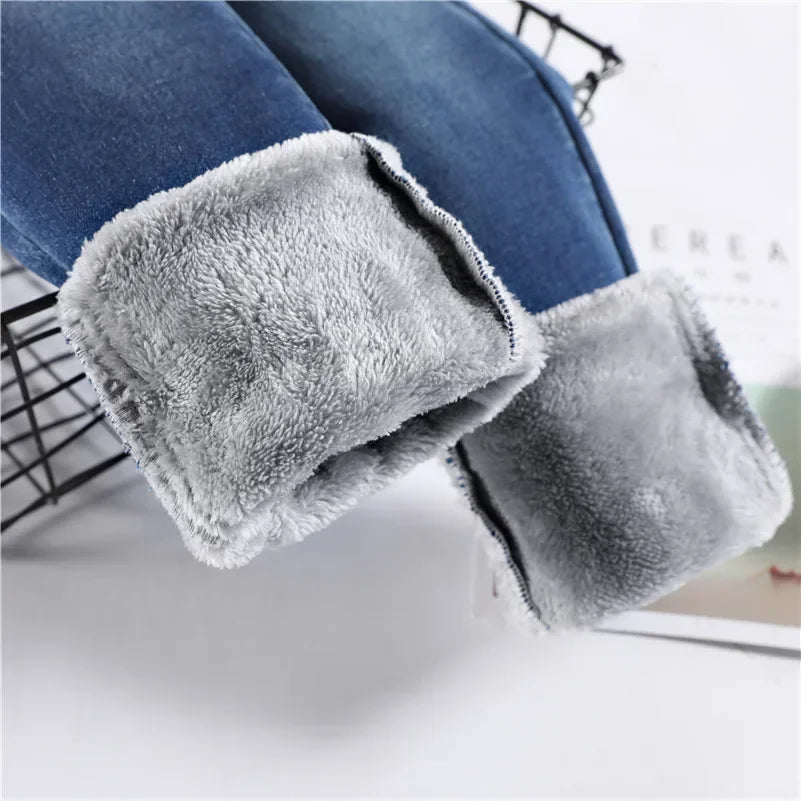 Jean Femme Thermique Skinny Taille Haute Chaud Polaire Stretch Denim – Pantalon Crayon Hiver Neige Confortable | Mode