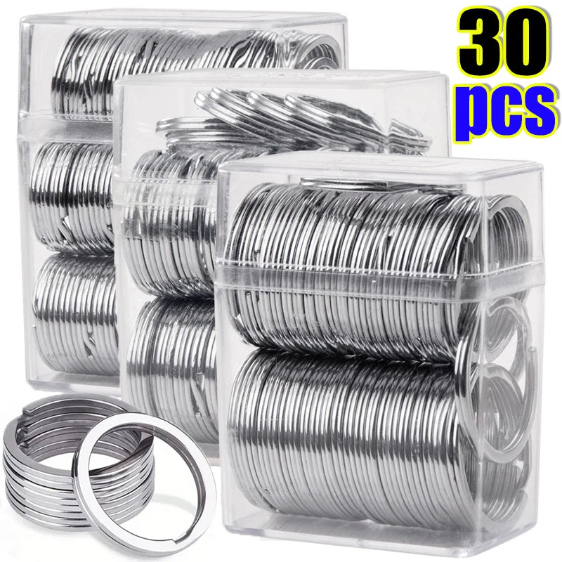 Anneaux Porte-Clés Acier Inoxydable 25/30mm — Lot 10/30 pcs DIY Bijoux Porte-Clés
