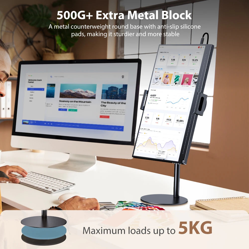 UPERFECT Support VESA Moniteur Portable 360° – Réglable pour Écran 15.6'' & 17.3'' | Compatible Tablette 4.7''-17.3''