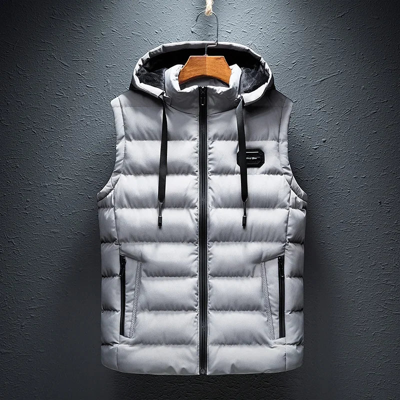 Gilet Homme Matelassé Coton À Capuche Zip – Sans Manches Casual Chaud Grande Taille Jusqu'au 6XL | Mode Homme Premium