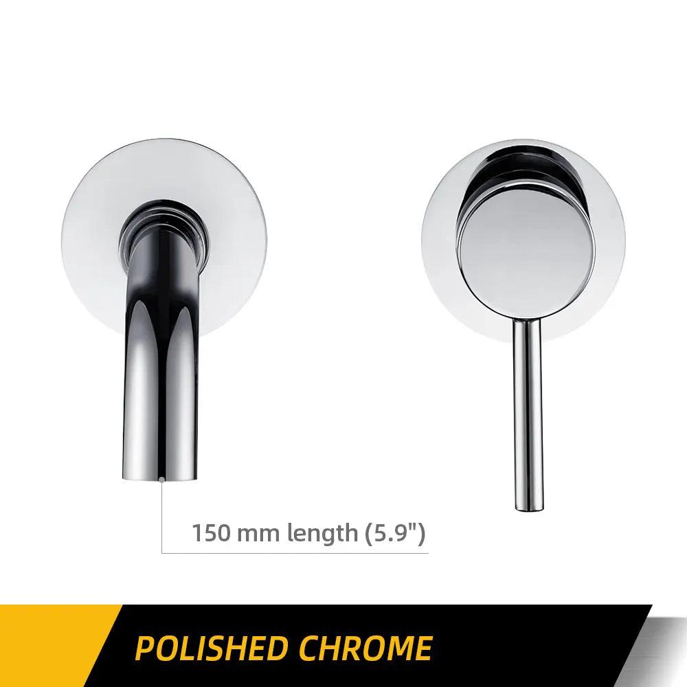 Robinet Lavabo Mural Noir Mat Mono-Commande – Bec 150/210/260mm au Choix | Mitigeur Encastré Salle de Bain