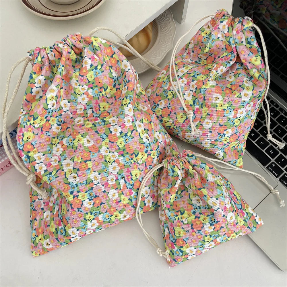 Trousse Maquillage Kawaii Florale - Pochette Cosmétiques & Voyage Cordon
