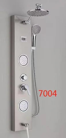 Colonne Douche LED Luxe Nickel Brossé – SPA Jets Massage, Affichage Digital Température | Panneau Douche Tour Salle de Bain