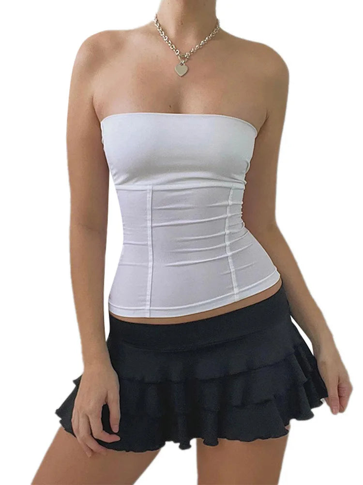 Bustier Corset Femme Y2K Sans Bretelles Épaules Dénudées Tube Top Sexy Slim – Été & Streetwear