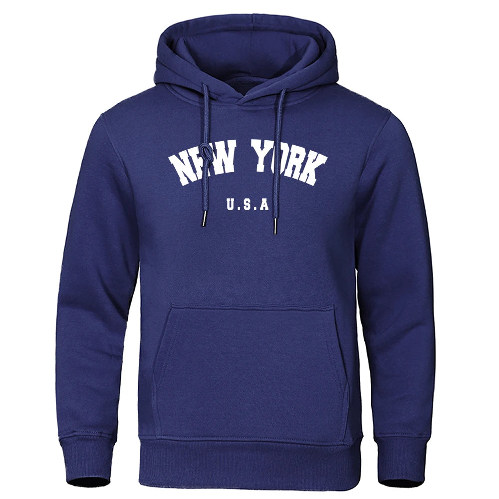 Sweat à Capuche Homme New York Imprimé USA City Manches Longues Oversize Loose Casual Streetwear Pullover Hoodie Tendance Confortable – Hoodie Americana Premium New York | Mode Homme Streetwear Premium