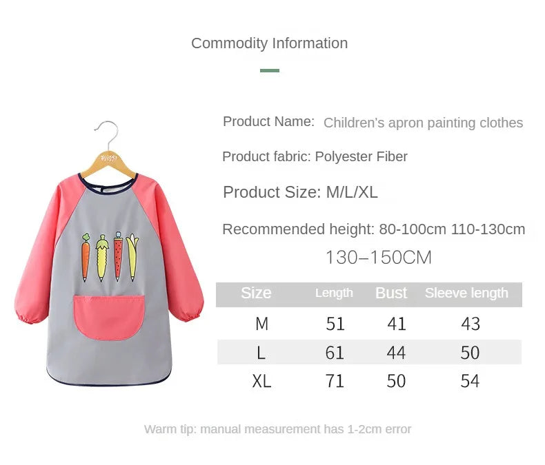 Tablier Imperméable Enfant – Blouse de Peinture Maternelle Repas Garçon Fille